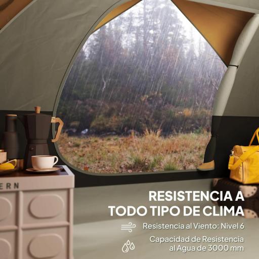 Tienda de Camping para 4 Personas Impermeable Fácil Instalación y Bolsa de Transporte Incluida 200x200x135 cm Gris [5]