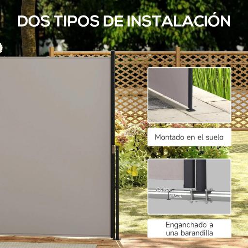 Toldo Lateral Retráctil Pantalla Enrollable Mampara de Privacidad Impermeable y Anti-UV Protege la Privacidad Gris Claro [2]
