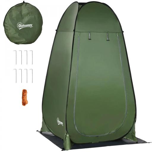 Tienda de Ducha Camping Portátil con Bolsillo Bolsa de Transporte y UV 20+ para Baño Inodoro 126x124x189 cm Verde Oliva [8]