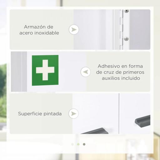 Botiquín para Medicinas de 3 Niveles Armario de Botiquín con Cerradura y 2 Llaves para Cocina Baño 55x18x60 cm Blanco [4]