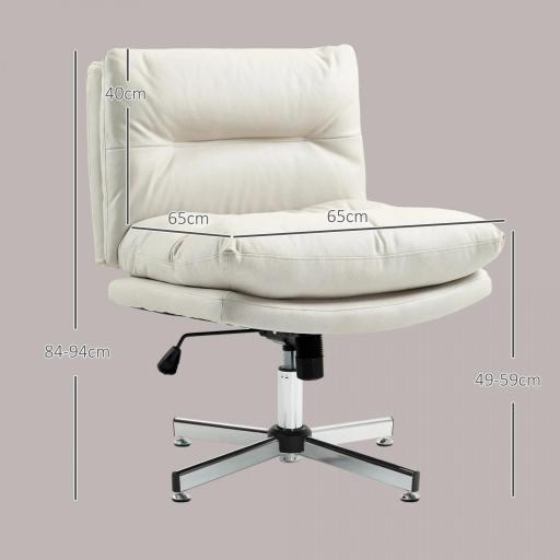 Silla de Oficina sin Brazos con Altura Ajustable Función de Basculante Base Cruzada y Asiento Amplio Gris Claro [1]