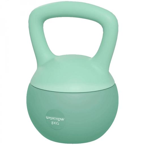 Pesa Rusa 8 kg Kettlebell Relleno de Arena Metálica y Mango Antideslizante para Entrenamiento en Casa 19x19x28 cm Verde [9]