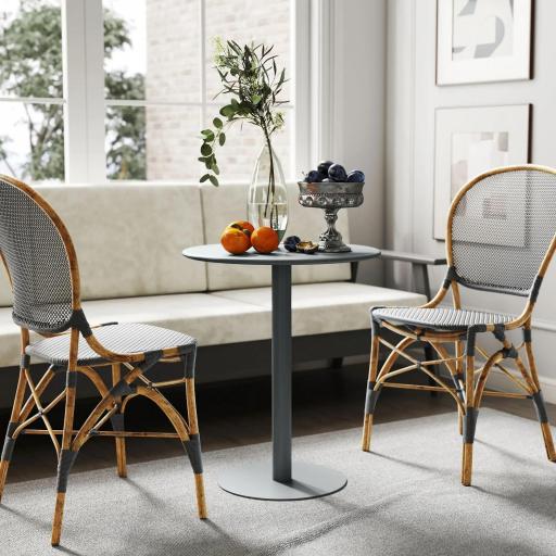 Mesa de Comedor Redonda para 2 Personas Mesa de Cocina de Acero para Interior y Exterior Ø60x72 cm Gris [5]