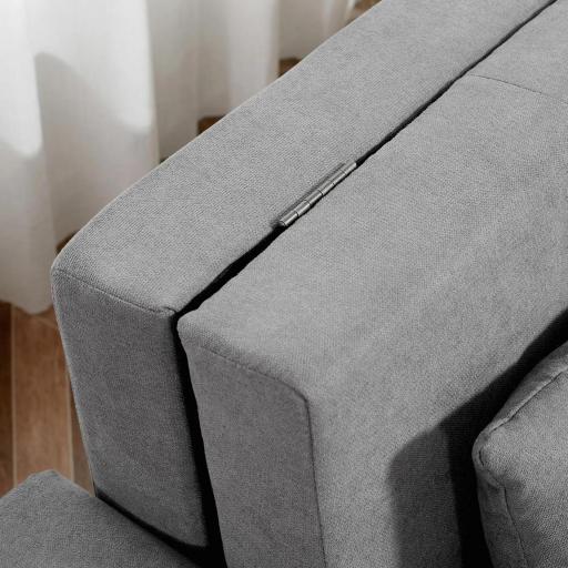 Sofá Cama de 2 Plazas Sofá Cama Tapizado en Poli Algodón con 2 Cojines Desmontables y Espacio de Almacenamiento Sofá Doble para Salón Oficina 152x101x81 cm Gris [5]