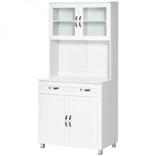 Mueble Aparador auxiliar de Cocina Alacena Armario de Comedor con Estantes Interiores Ajustables y Cajón 80x48x170 cm Blanco [9]
