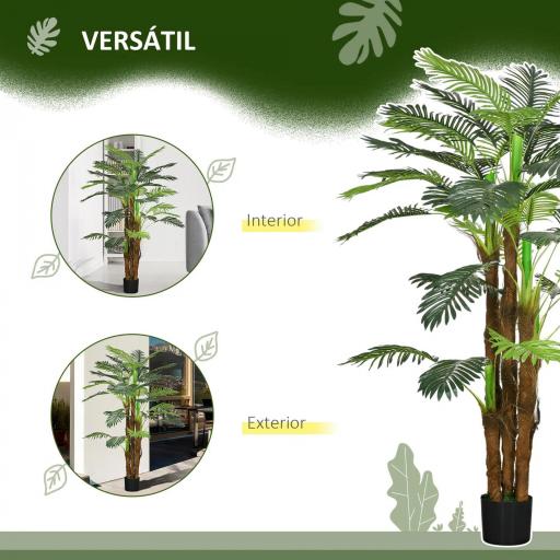 Planta Artificial Decorativa 160 cm Palmera Artificial con Maceta y Hojas para Interior Verde [3]
