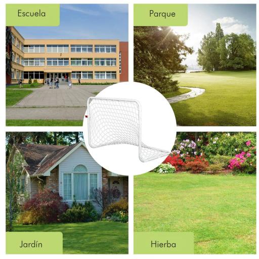 Set de 2 Porterías de Fútbol con Red y Balón para Niños y Adultos, Juguete Deportivo para Exterior Jardín con Inflador, de Acero y Poliéster, 78x46x56 cm, Blanco [3]