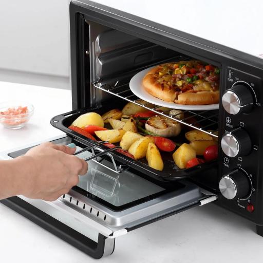 Horno Portátil 16L 1400W con 3 Modos de Calor Temporizador Bandeja de Horneado y Rejilla 44x32x28,1 cm Blanco y Negro [7]