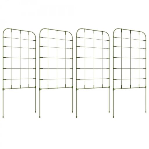 Juego de 4 Enrejados de Jardín Soportes para Enredaderas de Acero para Plantas Trepadoras y Decoración 40x90 cm Verde [9]