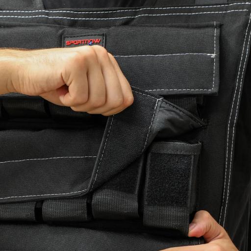 Chaleco de Lastre Ajustable 15 kg con 15 Paquetes de Peso Banda Reflectante para Entrenamiento Fuerza Jogging Negro [7]
