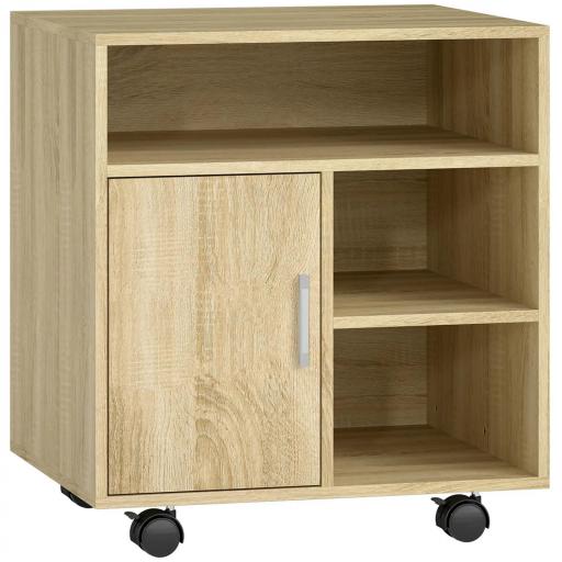 Mueble para Impresora con Ruedas Multifuncional con Estantes con Amplio Espacio de Almacenaje 60x50x65,5 cm Natural [10]