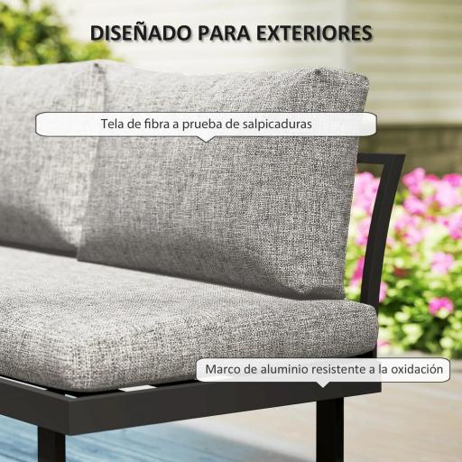 Conjunto de Muebles de Jardín con 2 Sofás de 2 Plazas Mesa de Centro y Cojines Gruesos para Exterior Gris Claro [4]