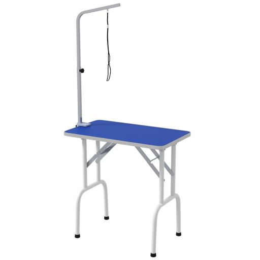 Mesa de Peluquería Canina Plegable con Encimera Antideslizante Brazo Ajustable 81x48,5x80 cm, Azul [8]
