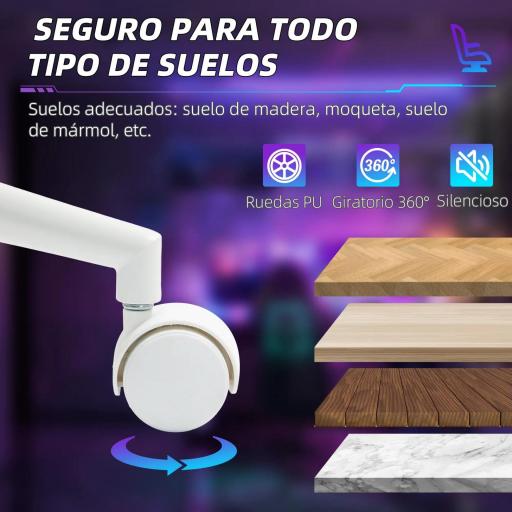 Silla Gamer Reclinable con Altura Ajustable Reposapiés Retráctil Soporte Lumbar y Reposacabezas Gris Claro y Azul [2]