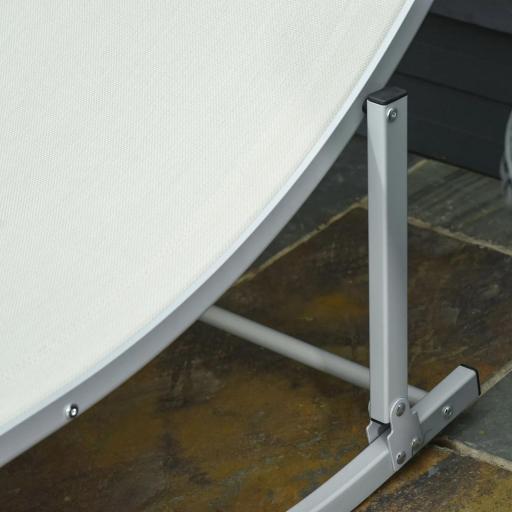  2 Tumbonas Plegables en Forma de S Ergonómica con Marco de Aluminio Texteline para Piscina Patio Jardín Terraza 165x61x63 cm Crema [7]