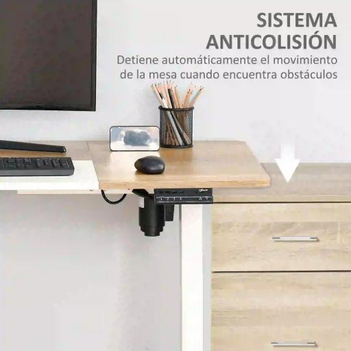 Escritorio Eléctrico con Altura Ajustable y 4 Teclas de Memoria para Oficina Hogar 140x70x72-116 cm Blanco y Natural [9]