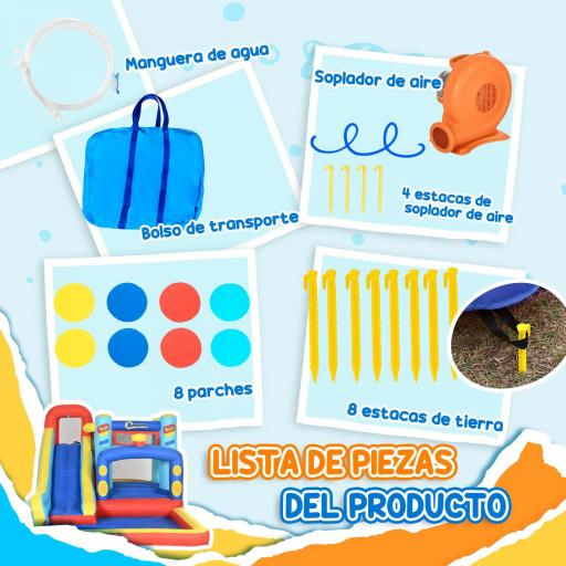 Castillo Inflable de 3-8 Años con Soplador Tobogán Trampolín Piscina Bolsa de Transporte 435x245x200 cm Multicolor [5]