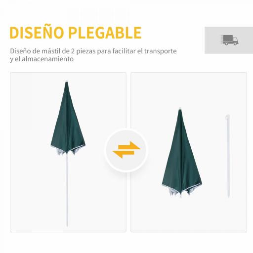 Parasol para Terraza con Panel Lateral Ø220x220 cm con Apertura Manual 8 Varillas de Acero y Bolsa de Transporte Verde [3]