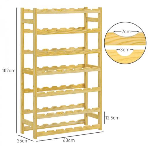 Botellero de Madera para 42 Botellas Botellero para Vino de 7 Niveles 63x25x102 cm Natural [1]