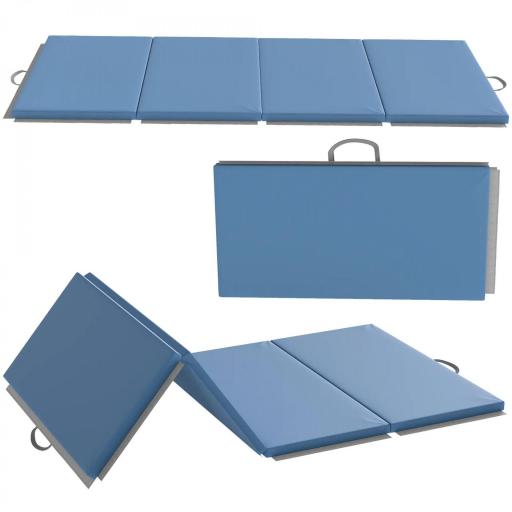 Colchoneta Gimnasia Plegable de Grosor 5 cm con Asas de Transporte para Yoga Aeróbic 240x120x5 cm Azul Claro [9]