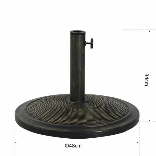 Base para Sombrilla de Jardín Peso Neto 13 kg Soporte de Parasol de Cemento Retro para Postes de 35mm/38mm/48mm para Terraza Patio Exterior Ø48x34 cm Bronce [1]