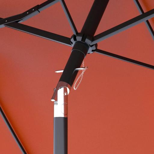 Sombrilla Doble de Jardín 295x152x222 cm con Inclinación de 45° y Manivela Manual para Terraza Balcón Piscina Rojo [2]