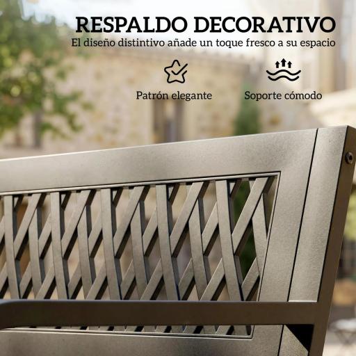 Banco de Jardín Exterior de 2 Plazas con Asiento Listonado Reposabrazos y Marco de Acero 119x50x75 cm Negro [5]