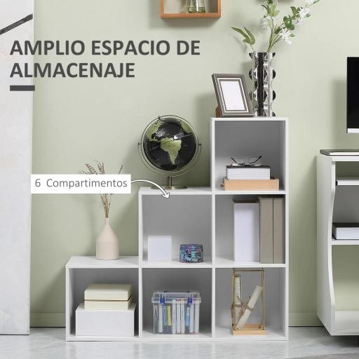 Estantería en Forma de Escalera Armario de Almacenamiento 6 Cubos Estantería de Pie Estante de Exposición 91.5x29.5x91.5cm Madera [2]