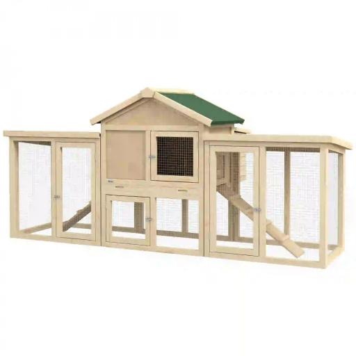 Gallinero de Madera 204x85x93 cm Jaula para 2-4 Gallinas con Nido Bandeja Extraíble Techo de Asfalto y Rampa Natural [8]