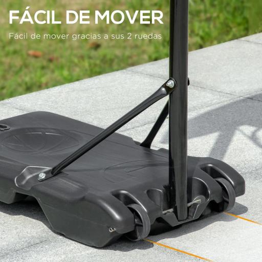 Canasta de Baloncesto para Exterior Altura Ajustable 160-210 cm con Ruedas y Base Rellenable 76x48x254 cm Negro [3]