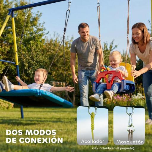 Estructura de Columpio Infantil Metálica para 2 Columpios Carga 150 kg para Asiento de Columpio Nido Azul [2]