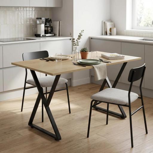 Juego de 2 Patas de Mesa de Acero en Forma de X para Muebles Industriales con Almohadillas Ajustables y Tornillos Negro [6]