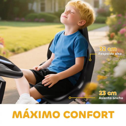Kart Pedales para Niños de +3 Años con Embrague Automático Freno Ruedas Antideslizantes de EVA y Marco Metálico Azul [6]