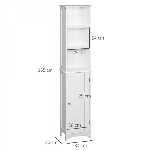 Columna de Baño con 3 Compartimientos Puerta y Estantes Ajustables para Ducha Aseo 34x23x165 cm Blanco [1]