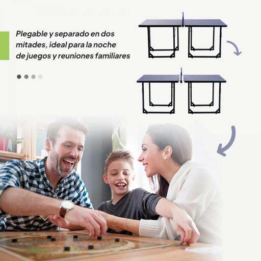 Mesa de Ping-Pong Plegable con Red y Marco de Acero para Interior y Exterior 182x91x76 cm Azul [2]