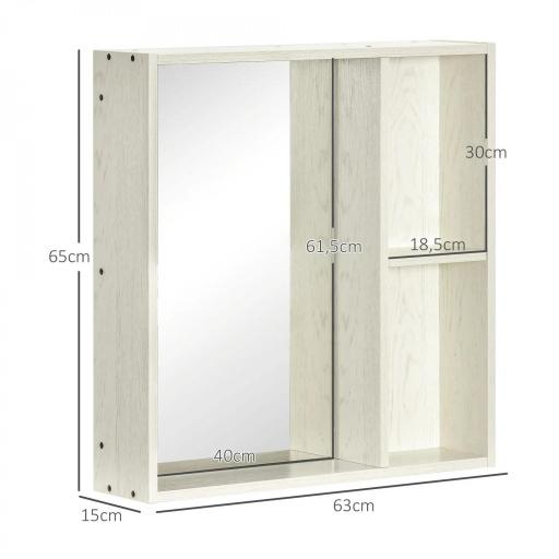 Armario con Espejo para Baño con Estantes Mueble para Baño Estilo Moderno 63x15x65 cm Blanco [1]