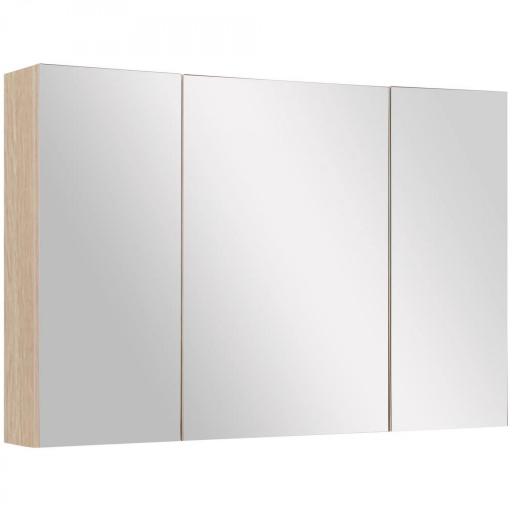 Armario de Baño con Espejo 3 Puertas y Estantes Ajustables para Aseo Estilo Moderno 90x60x13,5 cm Roble [3]