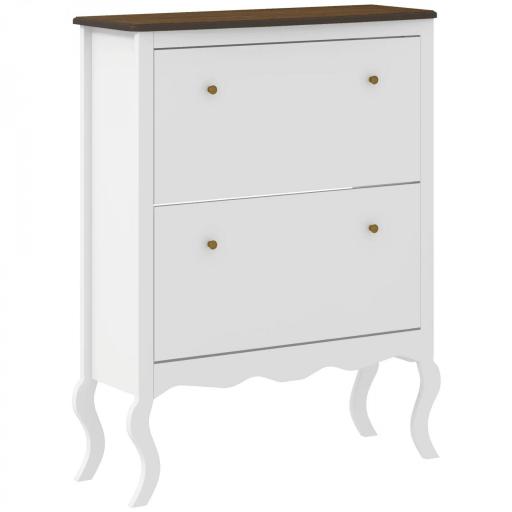 Zapatero Estrecho con 2 Cajones Abatibles Estantes Ajustables para 16 Pares de Zapatos 84x29x109 cm Blanco [8]