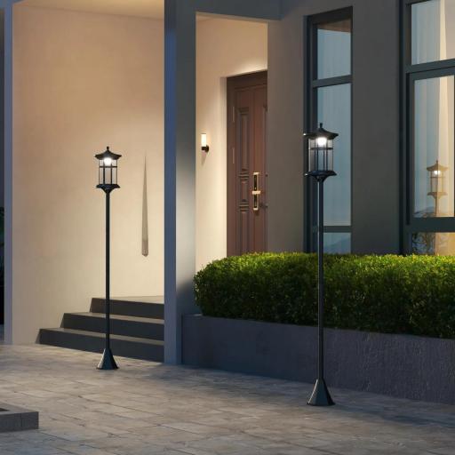  2 Luces Solares Exterior con Panel Solar Encendido Automático y Marco de Acero Inoxidable Impermeable IP44 Negro [1]