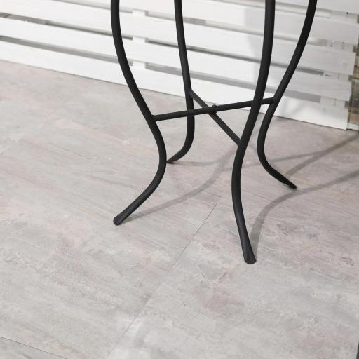 Mesa de Jardín Redonda Mesa Auxiliar de Mosaico con Patas de Metal para Patio Terraza Exterior Balcón Ø35,5x53,5 cm Turquesa [2]