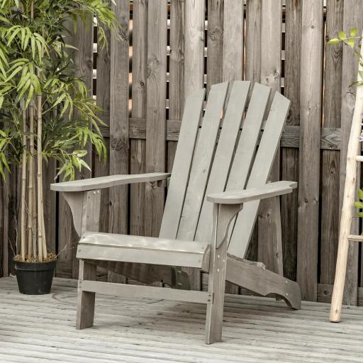 de Jardín Adirondack Asiento Extra Ancho Carga 150 kg para Patio Terraza Balcón 78x89x88 cm Gris Claro