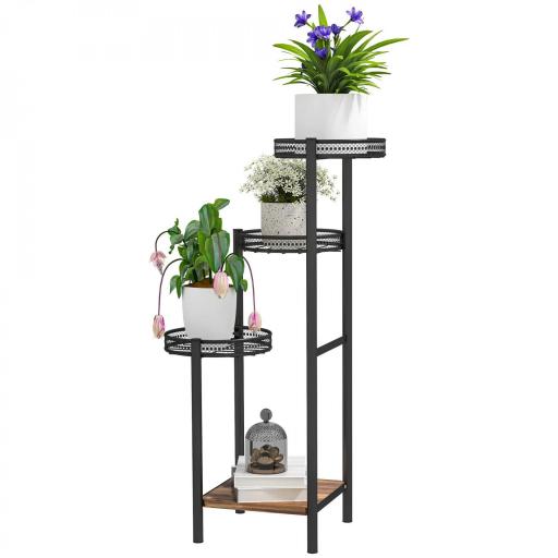 Soporte para Plantas de 4 Niveles Soporte de Acero para Macetas Interior y Exterior 25x25x80 cm Negro [8]