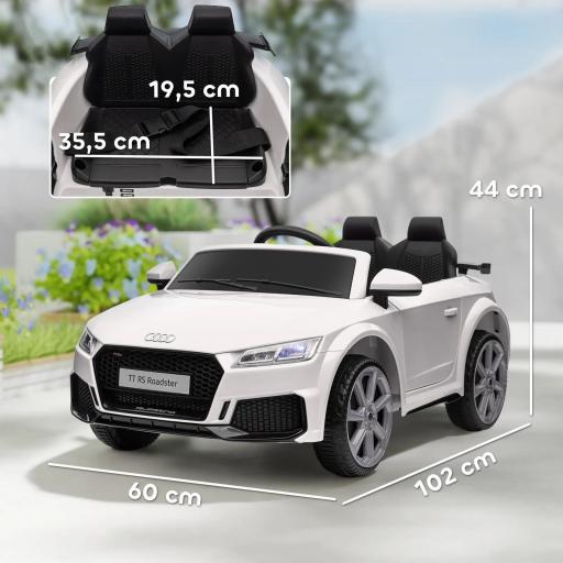 Coche Eléctrico para Niños de 3+ Años Audi TT Eléctrico 12V con Velocidad 3 km/h Mando a Distancia 102x60x44 cm Blanco [1]