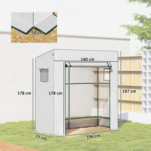 Invernadero de Exterior con Ventanas de Malla y Puerta con Cremallera para Cultivar Plantas Flores 196x77x197 cm Blanco [1]