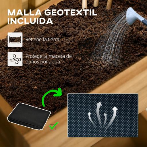 Jardinera de Pared de Madera con Enrejado y 3 Macetas Móviles para Jardín Terraza Patio 60x16x80 cm Natural [7]