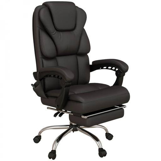 Silla de Oficina con 6 Puntos de Masaje Silla de Escritorio Reclinable de PU con Control Remoto 63x57x118-126 cm Marrón [8]