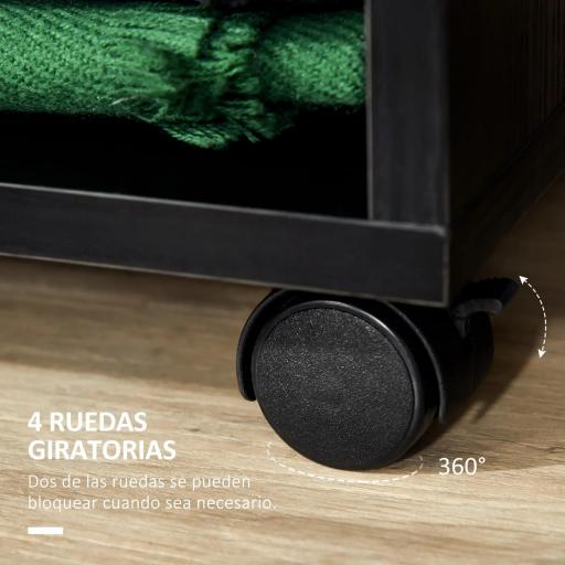 Armario Ropero con Ruedas Barra y Estantes para tener Ropa Colgada y Doblada 60x40x128 cm Negro [3]