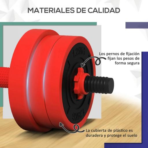 Kit de Gimnasio 4 en 1 con Barra de Pesas Mancuernas Kettlebell para Entrenamiento de Fuerza en Casa Color Rojo y Negro [4]