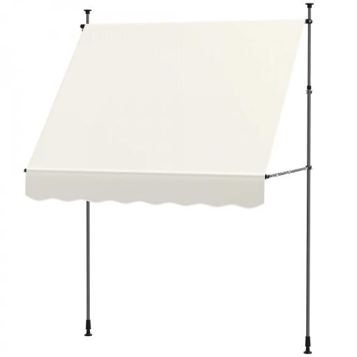Toldo Manual Retráctil 200x120x210-310 cm para Balcón y Terraza con Altura Ajustable con Manivela Crema [8]