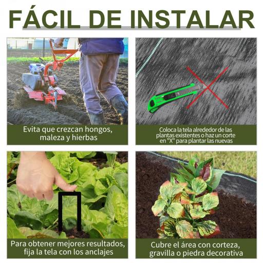 Malla Antihierbas Malla Geotextil 1x50 m Malla de Jardín contra Malas Hierbas 100 g/m² Rollo de Malla Antimaleza Negro [3]